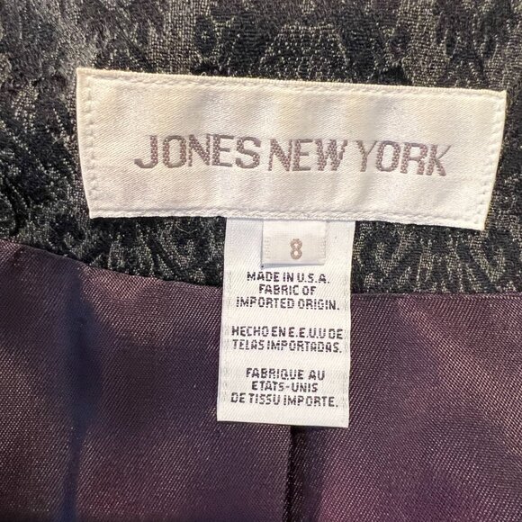 Jones NY Gray & Navy Jacquard Long Jacket/Dress Coat, Size 8 - Picture 15 of 16